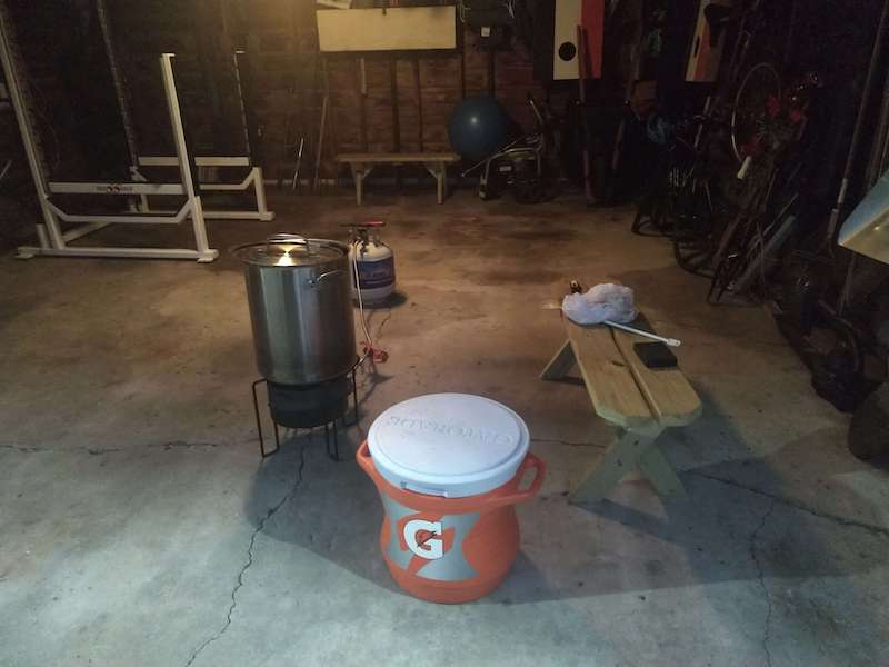 A view of my hot side brewing equipment in my garage.