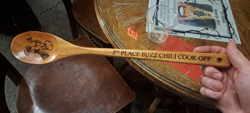 A wooden spoon prize from my second place finish in the homebrew club's chili cook-off. It's not brewing technically, but it was associated with the homebrew competition. So, close enough!