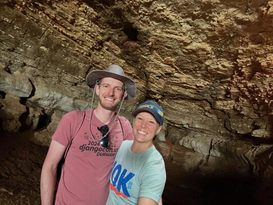 A selfie of me and Emily from within a cave along the Ohio river.