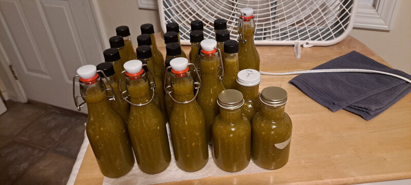 I think there were about four homegrown peppers in this fall's batch of hot sauce.